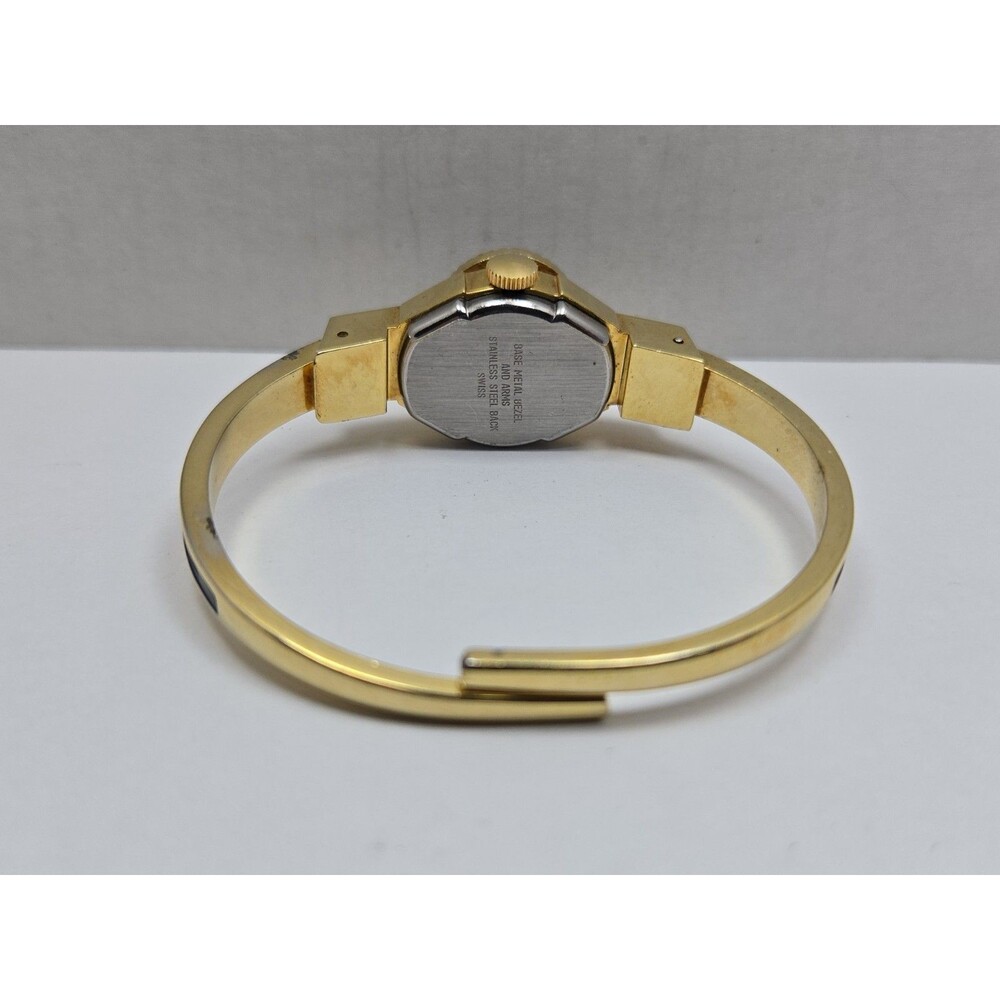 Vintage Alfex Swiss Floral Enamel Hidden Dial Bangle Manual Wind Watch Works - Picture 9 of 16